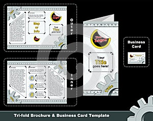 Tri-fold depliant and business card template