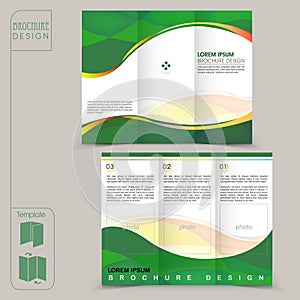Tri-fold green template for business advertising brochure