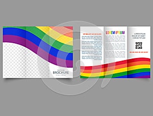 Tri-fold LGBT BROCHURE. Waves. lyer report template. design vector illustration.