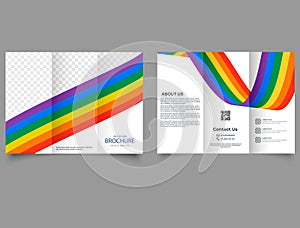 Tri-fold LGBT BROCHURE. Waves. lyer report template. design vector illustration. Modern trifold template.