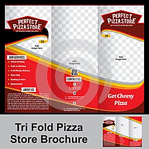 Tri fold pizza store brochure photo