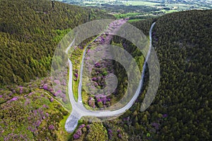 Tri spear shaped roads near the Vee Pass, a v-shaped turn on the road leading to a gap in the Knockmealdown mountains photo