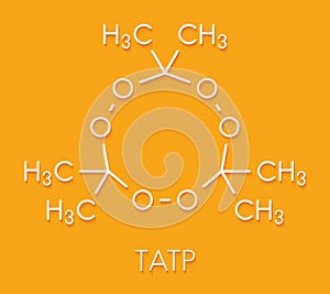 Triacetone triperoxide TATP, acetone peroxide explosive molecule. Skeletal formula.