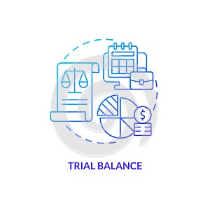 Trial balance blue gradient concept icon
