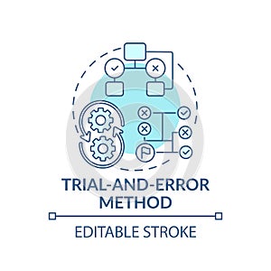 Trial and error method blue concept icon