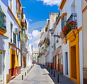 Triana barrio facades in Seville Andalusia Spain