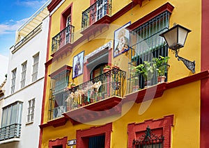 Triana barrio of Seville facades Andalusia Spain