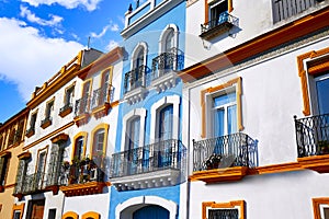 Triana barrio Seville facades Andalusia Spain photo