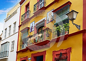 Triana barrio of Seville facades Andalusia Spain photo