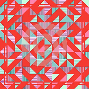 Triangle abstract geometric colorful red pattern background.