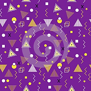 Triangle abstract memphis seamless pattern colorful background