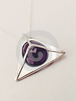 Triangle amethyst necklace