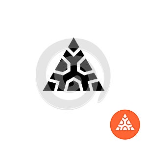 Triangle ancient tribal style logo. Monumental strong sign. photo
