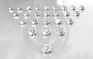 Triangle array of white round diamonds