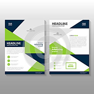 Triangle Blue Green annual report Leaflet Brochure Flyer template design, book cover layout design