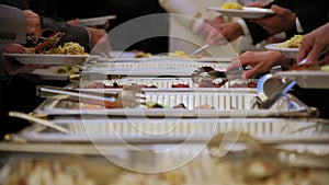 Triangle Buffet Dishes Dinnerware Chafing Dish in the venue. Close up view of Buffet