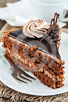 Triangle of chocolate cake