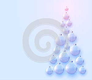 Triangle christmas tree with matt light blue christmas balls