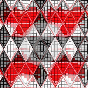 African triangle continuous pattern in red, white and grey