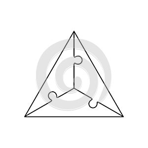 Triangle figure from three jigsaw puzzle vector pieces