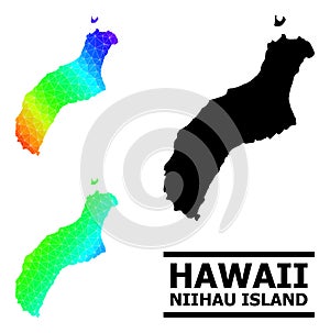 Triangle Filled Spectral Colored Map of Niihau Island with Diagonal Gradient