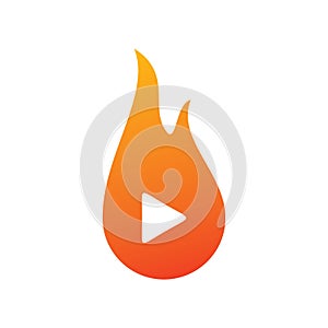 Triangle fire flame color play media logo design