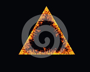 Triangle fire flames frame on background