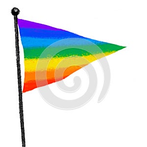 Triangle Flag pride rainbow symbol LGBTQ equality rights hand drawn illustration