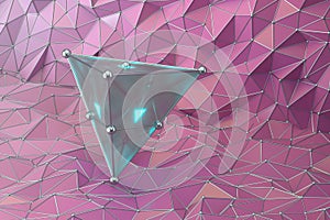 Triangle gem with triangle background, 3d rendering