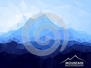 Triangle geometrical background with blue mountain