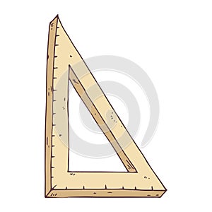 Triangle for geometry icon. Vector illustration triangle with a ruler. Hand drawn drawing and drawing tool