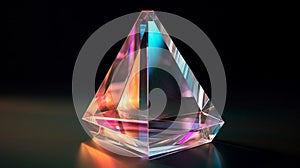 Triangle glass prism on black background