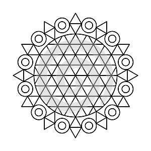 Triangle grid circle vector mandala coloring book