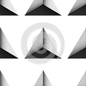 Triangle Halftone Seamless Pattern. Dotted Texture. Overlay Grunge Template. Fade Monochrome Points.