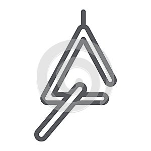 Triangle instrument line icon, music and sound, musical triangle sign, vector graphics, a linear pattern on a white