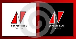 Vector Triangle Letter N logo red black