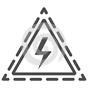 Triangle with lightning line icon, science concept, Danger high voltage attention sign on white background, warning sign