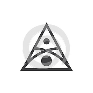 Triangle line dots geometric simple logo vector