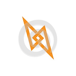 Triangle linked thunder bolt shape overlap logo vector