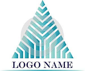 Triangle logo with blue gradient and white backgroun