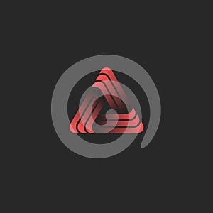 Triangle logo creative geometric shape, union symbol, modern coral gradient color stripes style photo