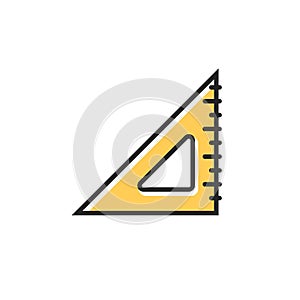 Triangle measurement protractor illustration icon. Triangle ruller scale geometry vector tool