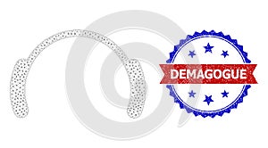 Triangle Mesh Head Phones Icon and Distress Bicolor Demagogue Stamp Seal