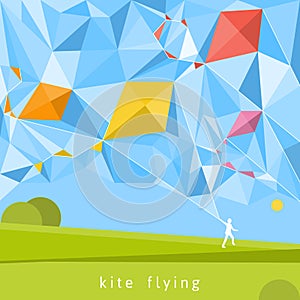 Triangle mosaic background with kites.