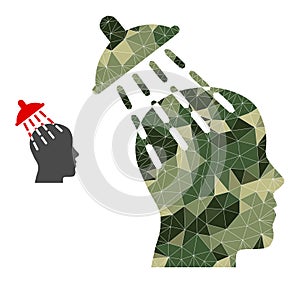 Triangle Mosaic Brainwashing Icon in Camouflage Military Color Hues