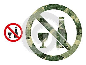 Triangle Mosaic Forbid Alcohol Icon in Camouflage Army Colors