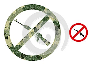 Triangle Mosaic Forbid Kalashnikov Weapon Icon in Camo Army Colors