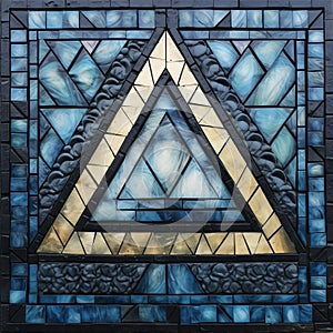 Triangle Mosaic: A Unique Blend Of Blue Glass And Gold
