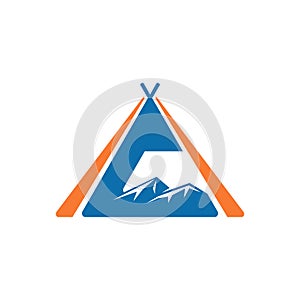 Triangle Mountain Nature Camping Tent Adventure Symbol Logo