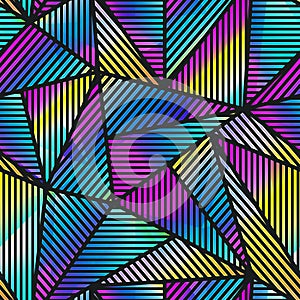 Triangle neon geometric seamless pattern